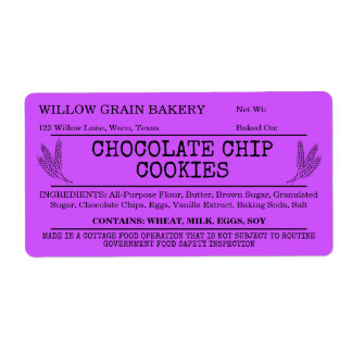 Etiqueta de galleta de chocolate chip Cottage Rúst