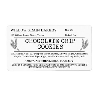 Etiqueta de Galleta de Chocolate con Chip de Comid