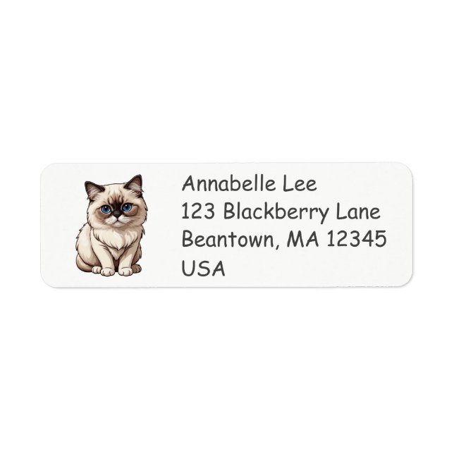 Etiqueta de gato de Birman mate (Frente)