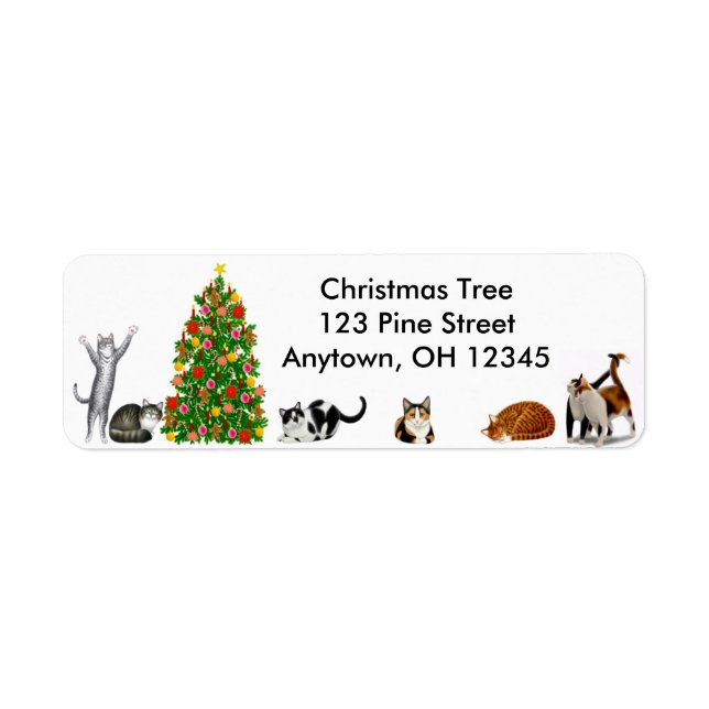 Etiqueta de gatos de árbol de Navidad (Frente)