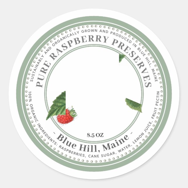 Etiqueta de gelatina con Ilustracion de frambuesas (Anverso)