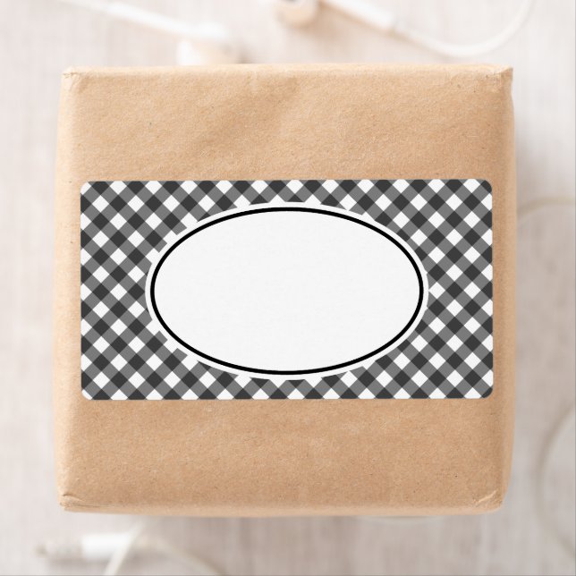 Etiqueta de Gingham Clásico Negro (In situ)