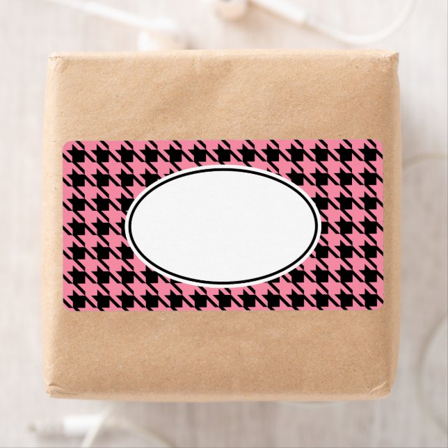 Etiqueta de Gingham rosa y negro (In situ)