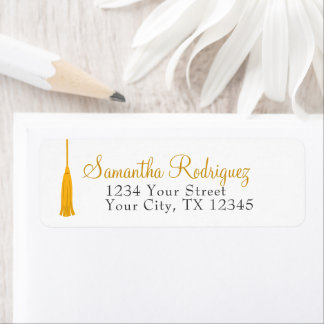 Etiqueta de graduación de borla amarilla