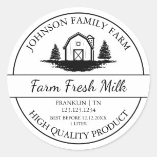 Etiqueta de granja de leche fresca