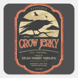 Etiqueta de Halloween de Crow Jerky Vintage