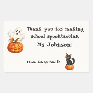 Etiqueta de Halloween de Profesor Gato Calabaza Fa