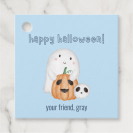 etiqueta de halloween feliz para chicos azul claro