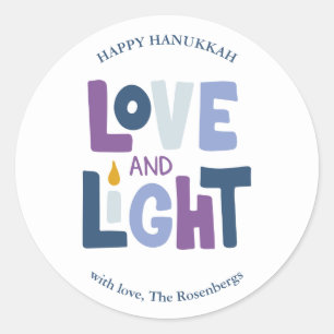 Etiqueta de Hanukkah "Amor y luz"