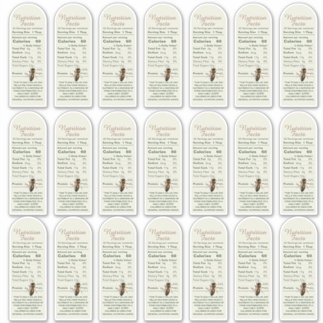 Etiqueta de Hechos de Nutrición de Abejas y Miel d (Anverso)