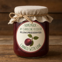 Etiqueta de hoja de conservas de ciruela caseras