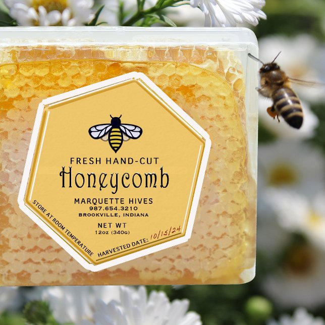 Etiqueta de Honeycomb amarillo con forma de hexágo (Subido por el creador)
