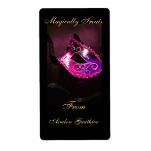 Etiqueta de horneado de máscaras rosadas para masc