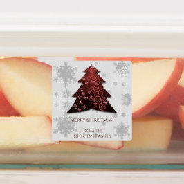 Etiqueta de horquilla de árbol de navidad rojo fes