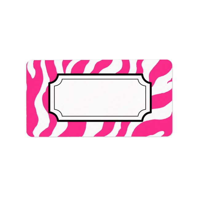 Etiqueta de impresión de cebra rosa caliente (Frente)