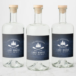 Etiqueta de impresión Rustic Lake House Oars Trees