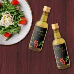 Etiqueta de infusión de aceite de oliva de albahac
