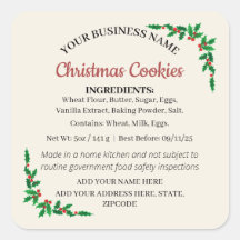 Etiqueta de Ingrediente de Galletas de Navidad Cot