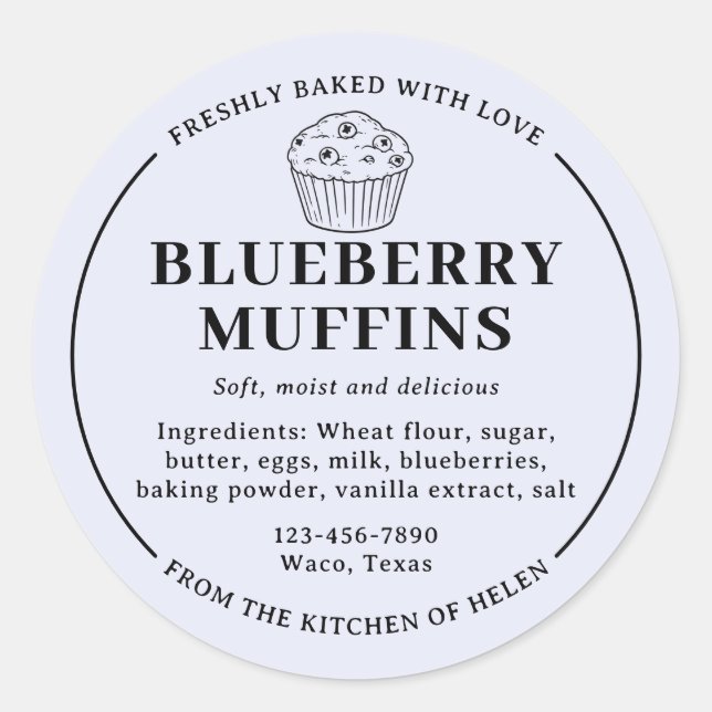 Etiqueta de ingrediente de panadería de muffins de (Anverso)