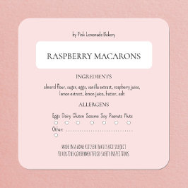 Etiqueta de Ingrediente de Panadería y Alergen de 