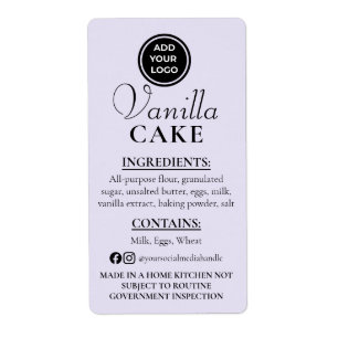 Etiqueta de Ingredientes de Cottage de Torta de La
