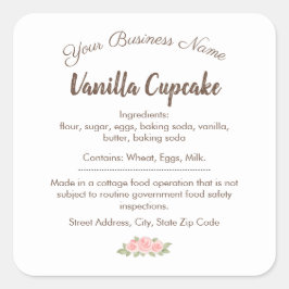 Etiqueta de Ingredientes de Cupcake de Vainilla Wh
