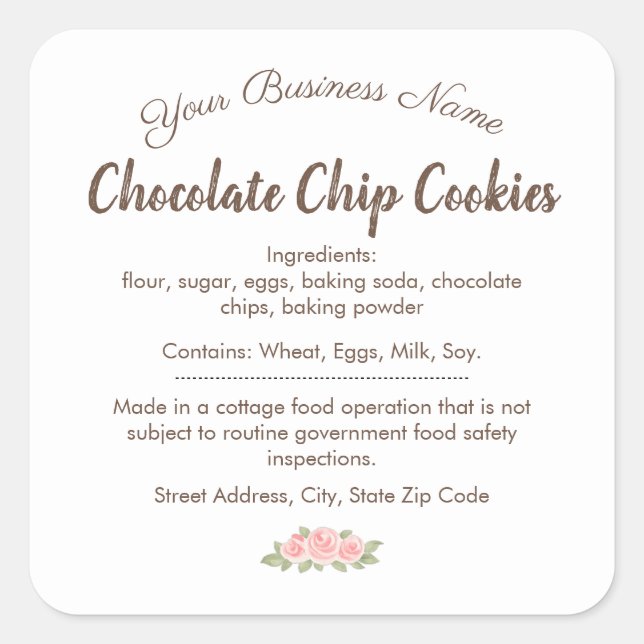 Etiqueta de Ingredientes de Galleta de Chocolate W (Anverso)