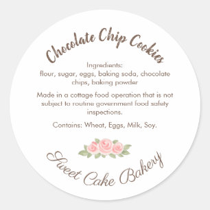 Etiqueta de Ingredientes de Galleta de Chocolate W