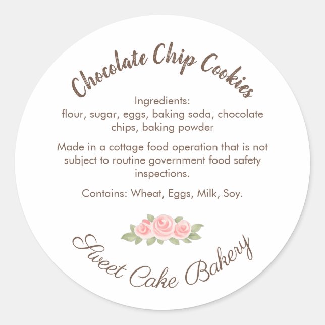 Etiqueta de Ingredientes de Galleta de Chocolate W (Anverso)