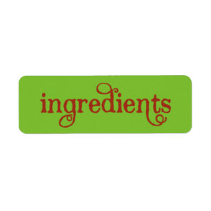 ETIQUETA de ingredientes de la tarjeta de receta