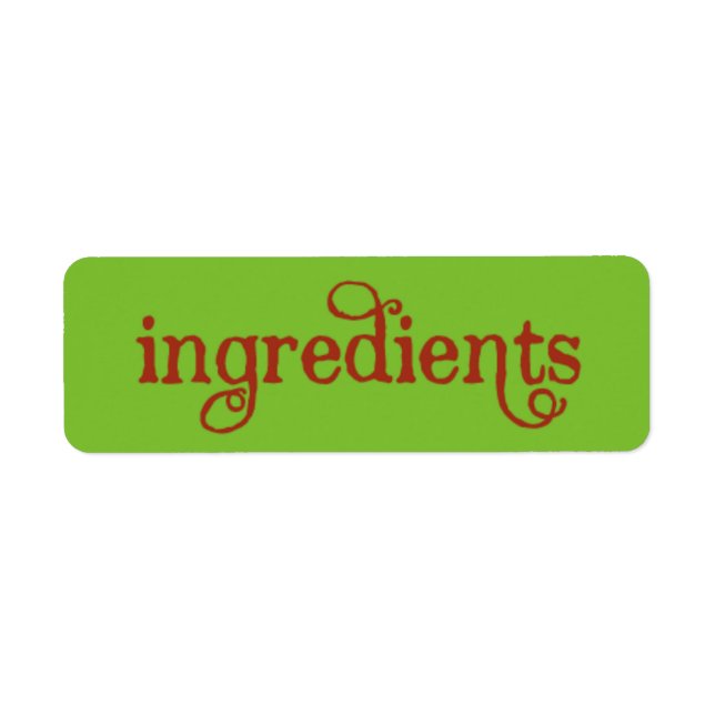 ETIQUETA de ingredientes de la tarjeta de receta (Frente)