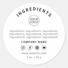 Etiqueta de ingredientes de medios sociales con el
