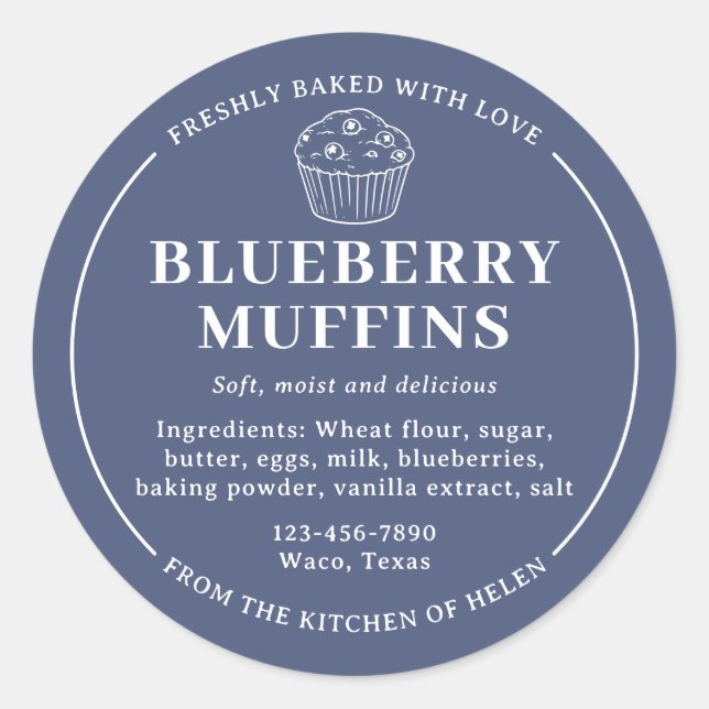 Etiqueta de ingredientes de muffins de arándano az (Anverso)