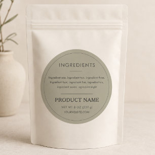 Etiqueta de ingredientes de producto de oliva para