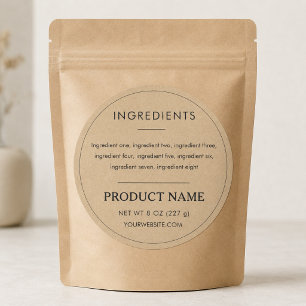 Etiqueta de ingredientes de producto de papel Kraf
