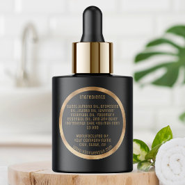 Etiqueta de ingredientes minimalista negra y dorad