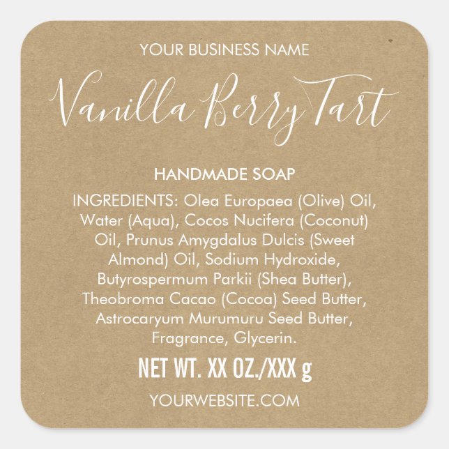 Etiqueta de ingredientes para el aspecto del papel (Anverso)