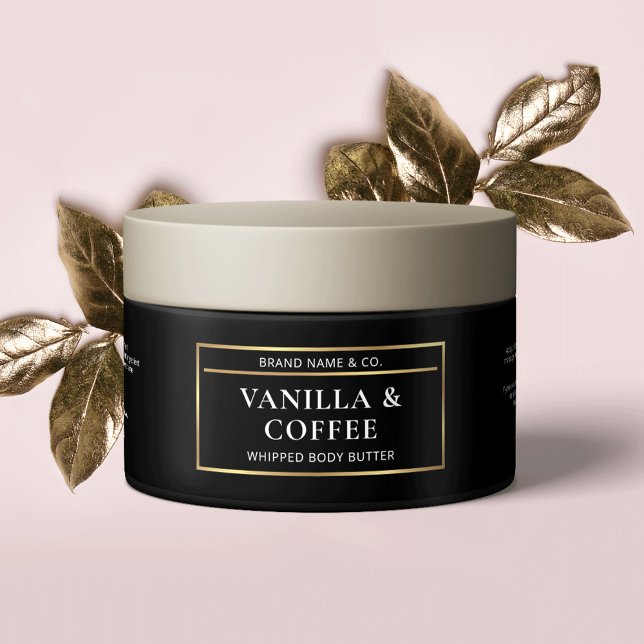 Etiqueta de ingredientes para la manecilla de mant (Enhance your packaging with this sleek black and gold cosmetic jar label design)