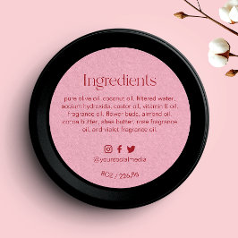 Etiqueta de ingredientes redondos rosa rubor