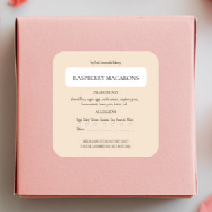 Etiqueta de ingredientes y alergénicos de Beige