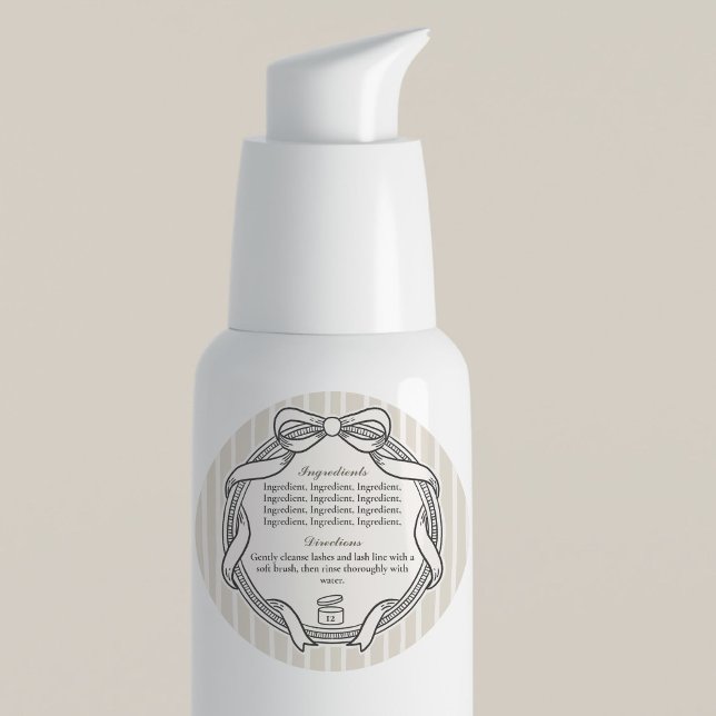 Etiqueta de ingredientes y direcciones de marco de (Cream Bow Frame Ingredients & Directions Label)