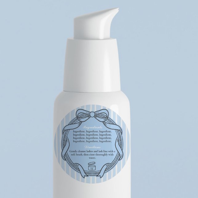 Etiqueta de ingredientes y direcciones de marco de (Pale Blue Bow Frame Ingredients & Directions Label)