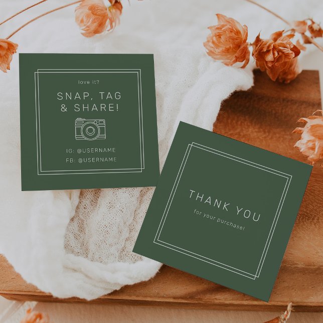 Etiqueta de instantánea de agradecimiento Avery rú (AVERY Rustic Dark Green Snap Tag Share Thank You)