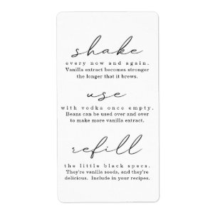 Etiqueta de instrucciones de extracción de vainill