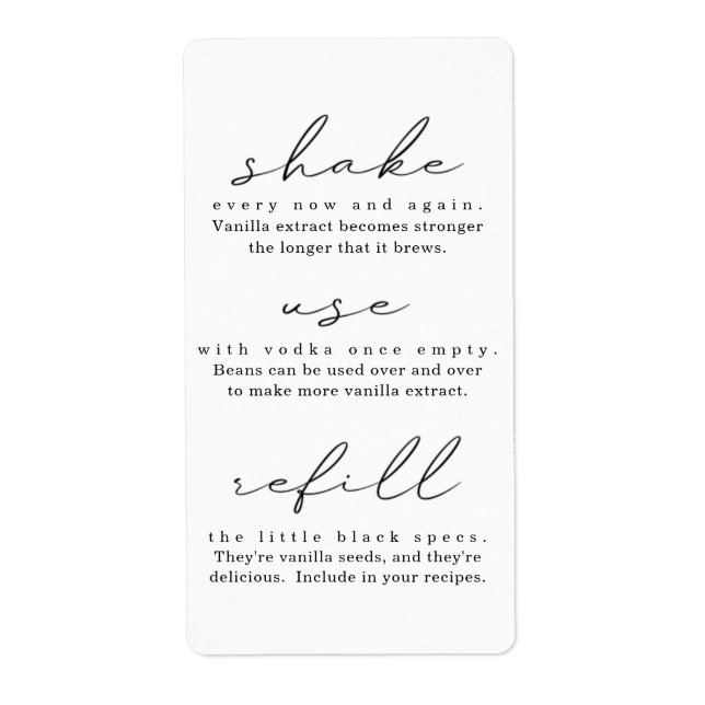 Etiqueta de instrucciones de extracción de vainill (Frente)