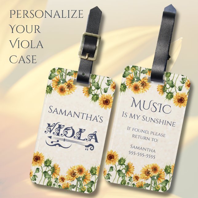 Etiqueta de instrumentos de vibración de girasol s (Protect your instrument in style and make sure your case stands out in a crowd)
