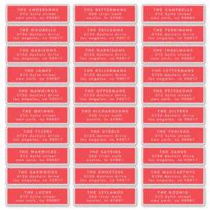 etiqueta de invitado de sobre de vacaciones rojas