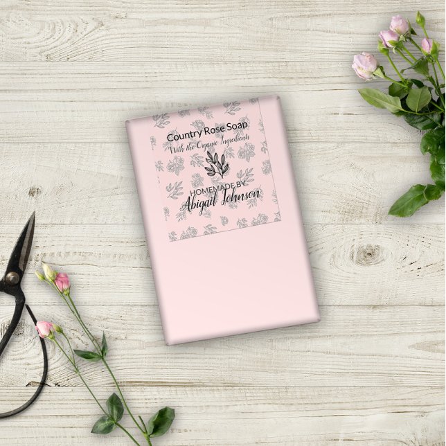 Etiqueta de jabón artesanal de Rubor Rosas y hojas (Subido por el creador)