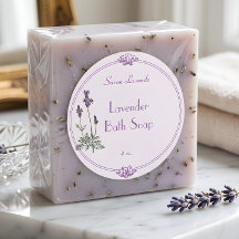 Etiqueta de jabón de baño de lavanda