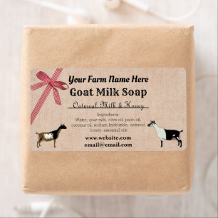 Etiqueta de jabón de leche de bovino y de cabra